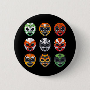 Badge Rond 5 Cm Lucha Libre Masques Chemise Boy Hommes Combat Mexi