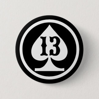 BADGE ROND 5 CM LUCKY 13 SPADE
