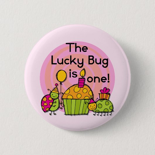 Badge Rond 5 Cm Lucky Bug Cupcake 1er Anniversaire Tshirts et cade (Devant)