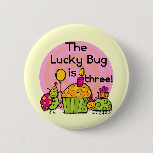 Badge Rond 5 Cm Lucky Bug Cupcake 3e Anniversaire Tshirts et cadea (Devant)