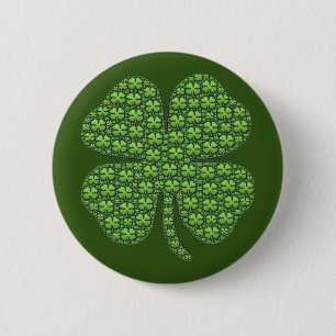 Badge Rond 5 Cm Lucky Irish Clover Dark Green