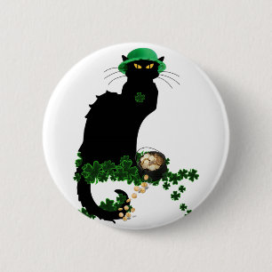 Badge Rond 5 Cm Lucky Le Conversation Noir Saint Patrick's Day