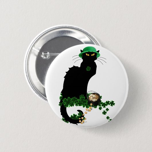 Badge Rond 5 Cm Lucky Le Conversation Noir Saint Patrick's Day (Devant & derrière)