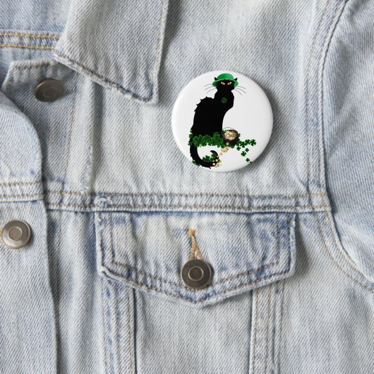 Badge Rond 5 Cm Lucky Le Conversation Noir Saint Patrick's Day (En situation)
