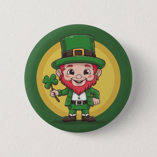 Badge Rond 5 Cm Lucky Leprechaun and Clover (Devant)