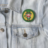 Badge Rond 5 Cm Lucky Leprechaun and Clover (En situation)