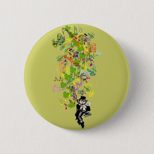 Badge Rond 5 Cm Lucky Leprechaun Avec Shamrocks (Devant)