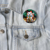 Badge Rond 5 Cm Lucky Maneki Neko Button (En situation)