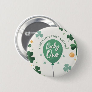 Badge Rond 5 Cm Lucky One 1er Anniversaire St Patricks Day Trèfle