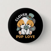 Badge Rond 5 Cm Lucky Pup with Clover - St. Patrick's Day Cadeau (Devant)