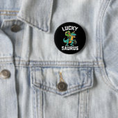 Badge Rond 5 Cm Lucky Saurus Dinosaure T Rex Saint-Patrick (En situation)