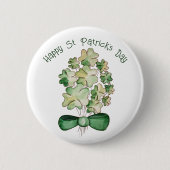 Badge Rond 5 Cm Lucky Shamrock Clover Watercolor Art (Devant)