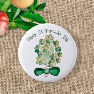 Badge Rond 5 Cm Lucky Shamrock Clover Watercolor Art