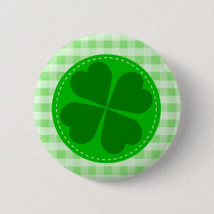 Badge Rond 5 Cm Lucky Shamrock Green À damiers