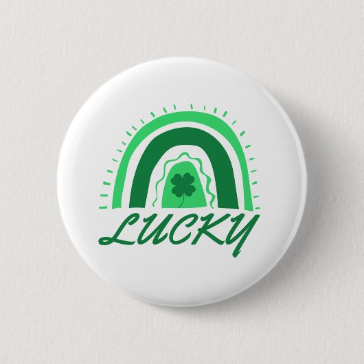 Badge Rond 5 Cm Lucky Shamrock Rainbow (Devant)