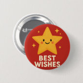 Badge Rond 5 Cm Lucky Star - Meilleurs voeux (Devant & derrière)