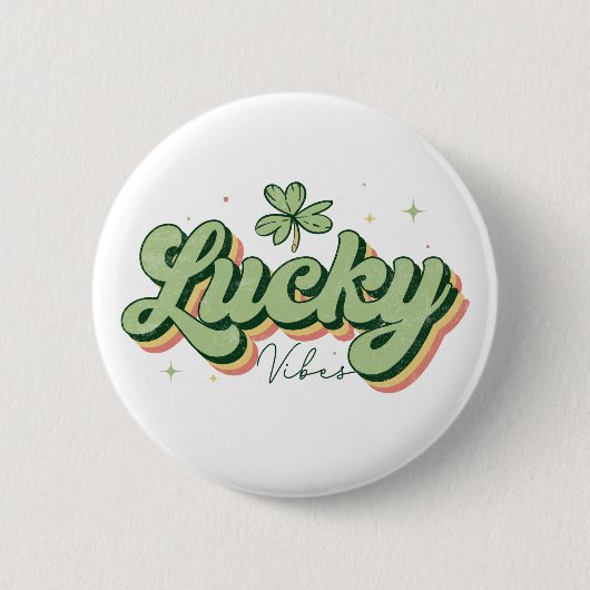 Badge Rond 5 Cm Lucky Vibes St. Patrick's Day Button (Devant)