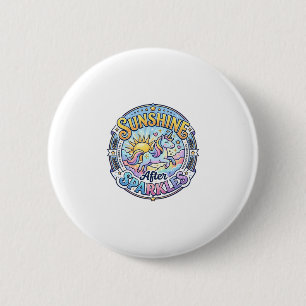 Badge Rond 5 Cm Lueur de soleil de licorne après des étincelles PO