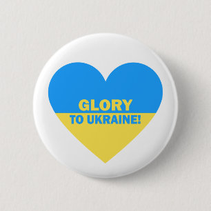 Badge Rond 5 Cm L'Ukraine Drapeau Une Gloire De Coeur À L'Ukraine