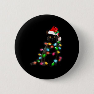 Badge Rond 5 Cm Lumière de Noël de chat Drôle de chat pour l'amate