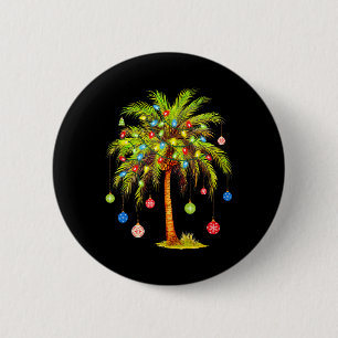 Badge Rond 5 Cm Lumière de Noël Palmier Hawaïen Tropical Xmas