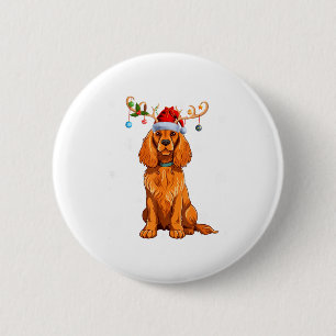 Badge Rond 5 Cm Lumière de Noël Renne Chapeau de Père Noël Er Épag