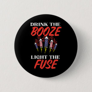 Badge Rond 5 Cm Lumière Fuse Fireworks Funny Quatrième 4 juillet