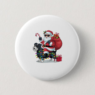 Badge Rond 5 Cm Lumières de Noël amusant Père Noël équitation fron