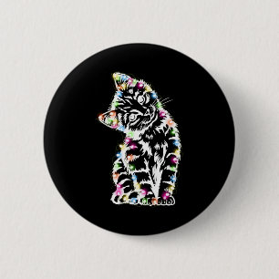 Badge Rond 5 Cm Lumières de Noël de Chat Drôle Amoureux de Chat No