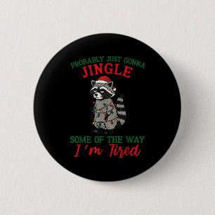 Badge Rond 5 Cm Lumières de Noël de Raton Laveur Pyjama Fête Chape