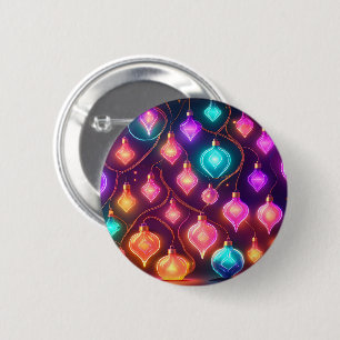 Badge Rond 5 Cm Lumières de Noël multicolores