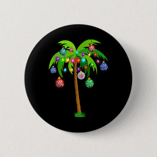 Badge Rond 5 Cm Lumières de Noël Palmier Amusement Plage Hawaï Tro