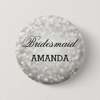 Badge Rond 5 Cm Lumières de parties scintillantes d'argent de