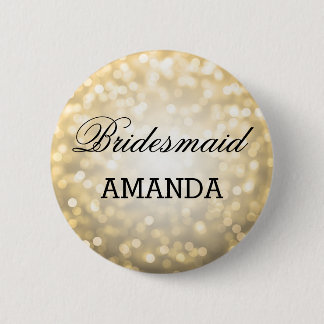 Badge Rond 5 Cm Lumières de parties scintillantes d'or de faveur
