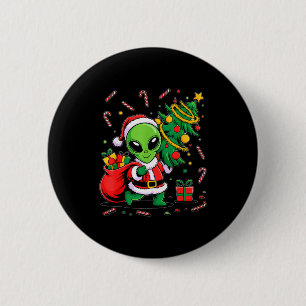 Badge Rond 5 Cm Lumières de sapin de Noël Alien Xmas Drôle d'alien