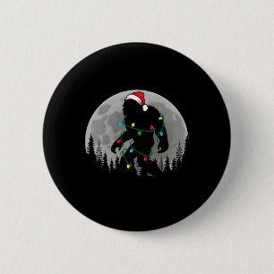 Badge Rond 5 Cm Lumières de sapin de Noël Bigfoot Santa drôle de X