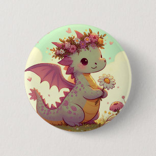 Badge Rond 5 Cm Luminexa (Un dragon plein de poutres solaires)