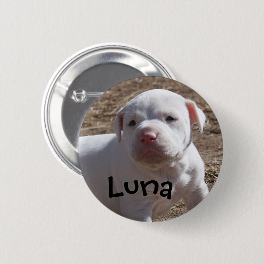 Badge Rond 5 Cm Luna, chiot sauvé (Devant & derrière)