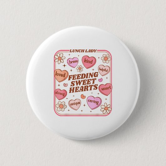 Badge Rond 5 Cm Lunch Lady Valentines Day Retro Cute Cafeteria Swe (Devant)
