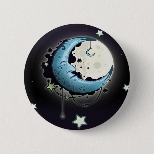 Badge Rond 5 Cm Lune bleue (Devant)