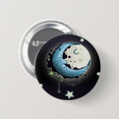 Badge Rond 5 Cm Lune bleue (Devant & derrière)