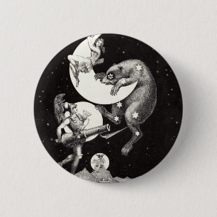 Badge Rond 5 Cm Lune céleste ciel Univers Dieu Nuit Illustration