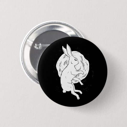 Badge Rond 5 Cm Lune de lapin (Devant & derrière)