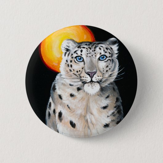 Badge Rond 5 Cm Lune de léopard des neiges (Devant)