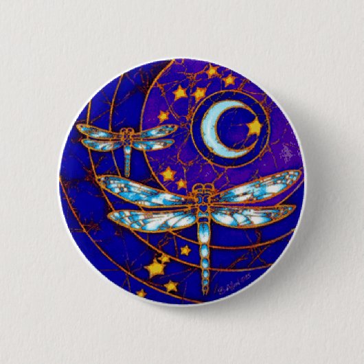 Badge Rond 5 Cm lune de libellule (Devant)
