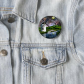 Badge Rond 5 Cm Lune de récolte. (En situation)