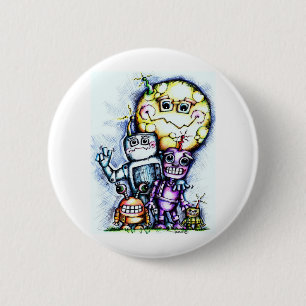 Badge Rond 5 Cm Lune de robot