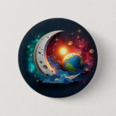 Badge Rond 5 Cm Lune et étoiles (Devant)