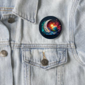 Badge Rond 5 Cm Lune et étoiles (En situation)