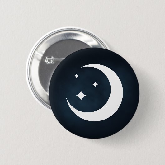 Badge Rond 5 Cm Lune et étoiles / Épingle de bouton (Devant & derrière)